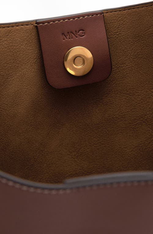 Mango Large Oval Faux Leather Shoulder Bag In Brown