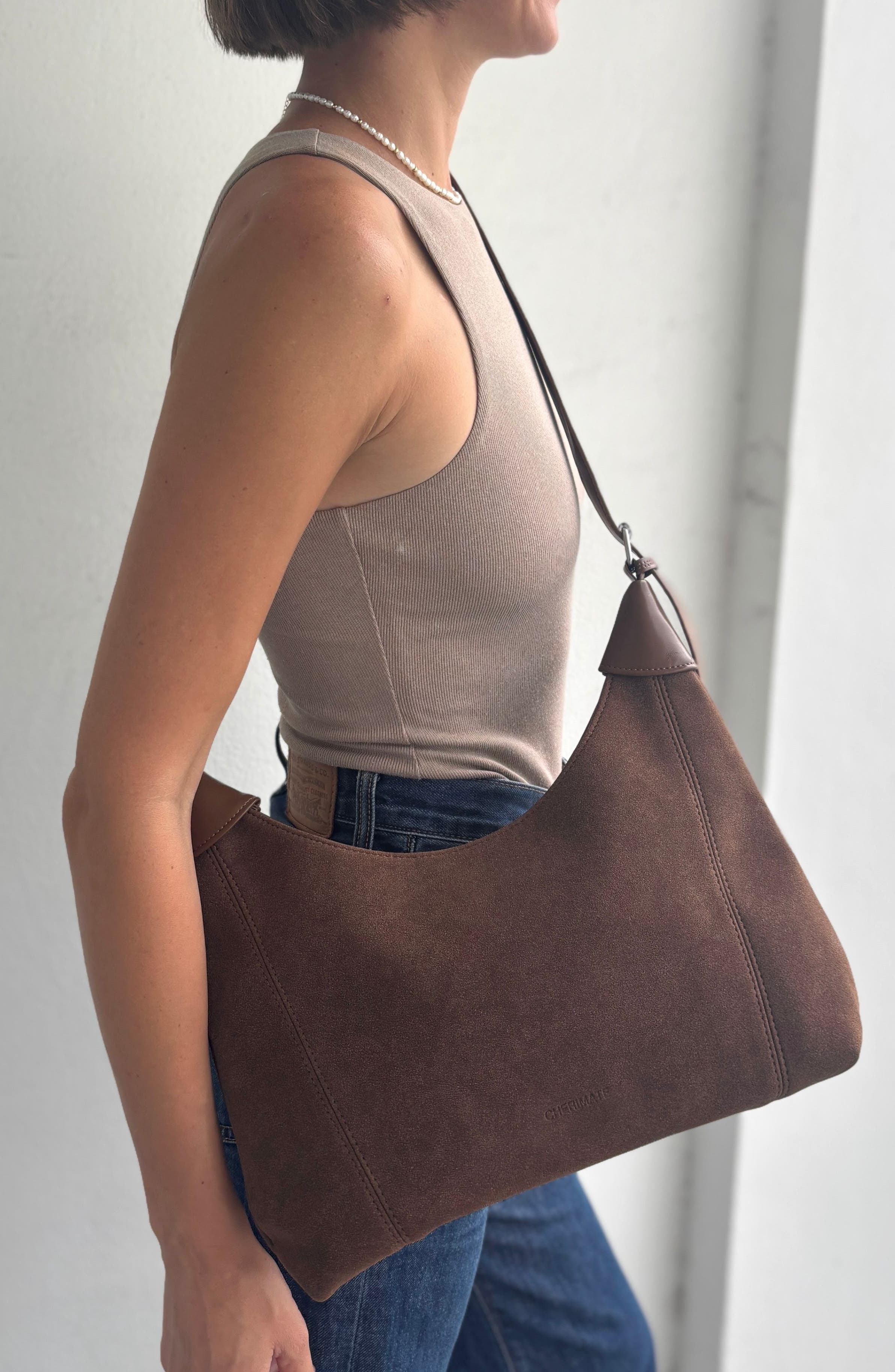 Adornia Faux Leather Shoulder Bag, Alternate, color, Brown