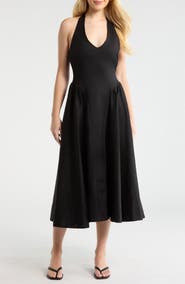 ASTR the Label Meana Halter Neck Cotton Blend Dress
