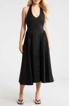 Meana Halter Neck Cotton Blend Dress