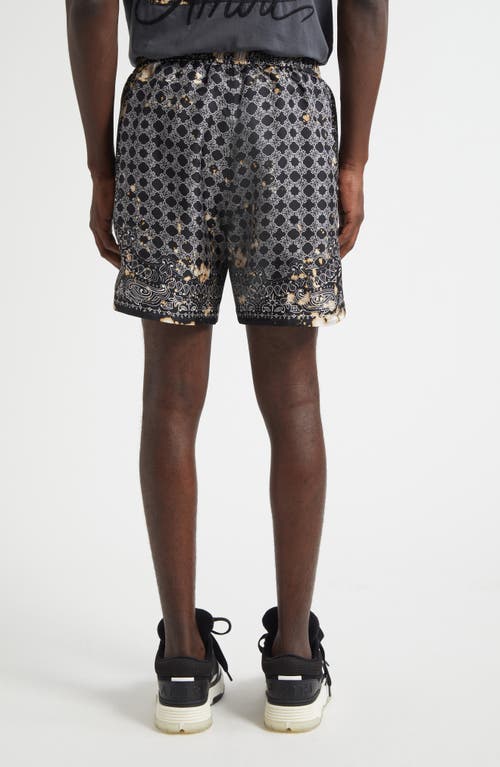 Amiri Silk Bermudas With Pattern And Adjustable Waistband In Gray
