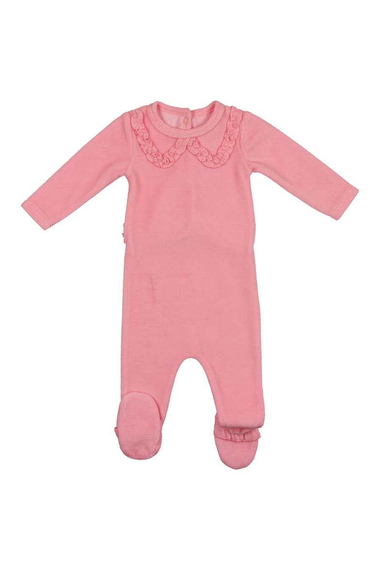 Ruffle Accent Cotton Footie, Main, color, BERRY