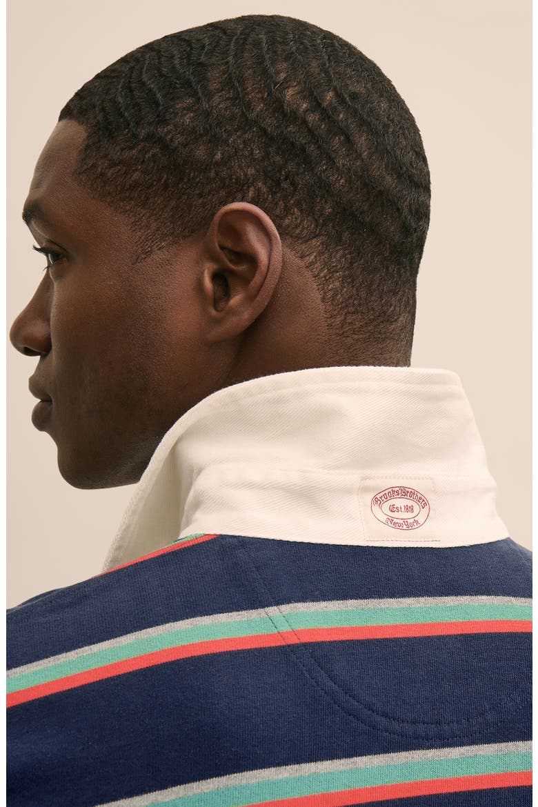 Long Sleeve Stripe Cotton Rugby Shirt, Alternate, color, NAVY MULTI