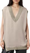 AllSaints Bern Side Snap Mixed Media Sweater Tank