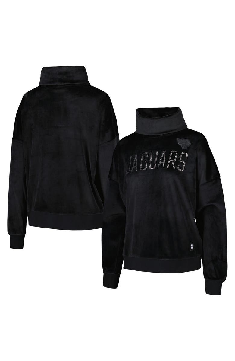 DKNY SPORT Women's DKNY Sport Black Jacksonville Jaguars Deliliah Rhinestone Funnel Neck Pullover Sweatshirt, Alternate, color, Black