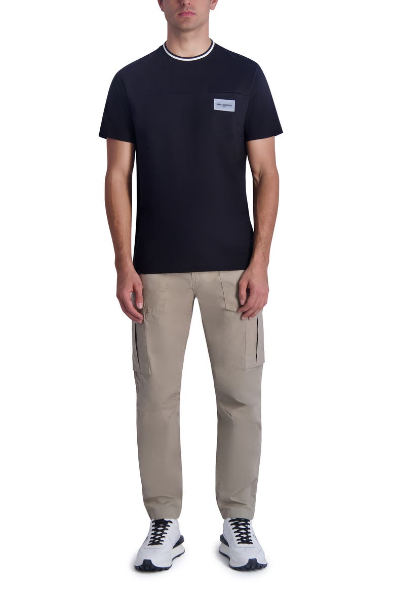 Contrast Crewneck Cotton T-Shirt, Alternate, color, BLACK