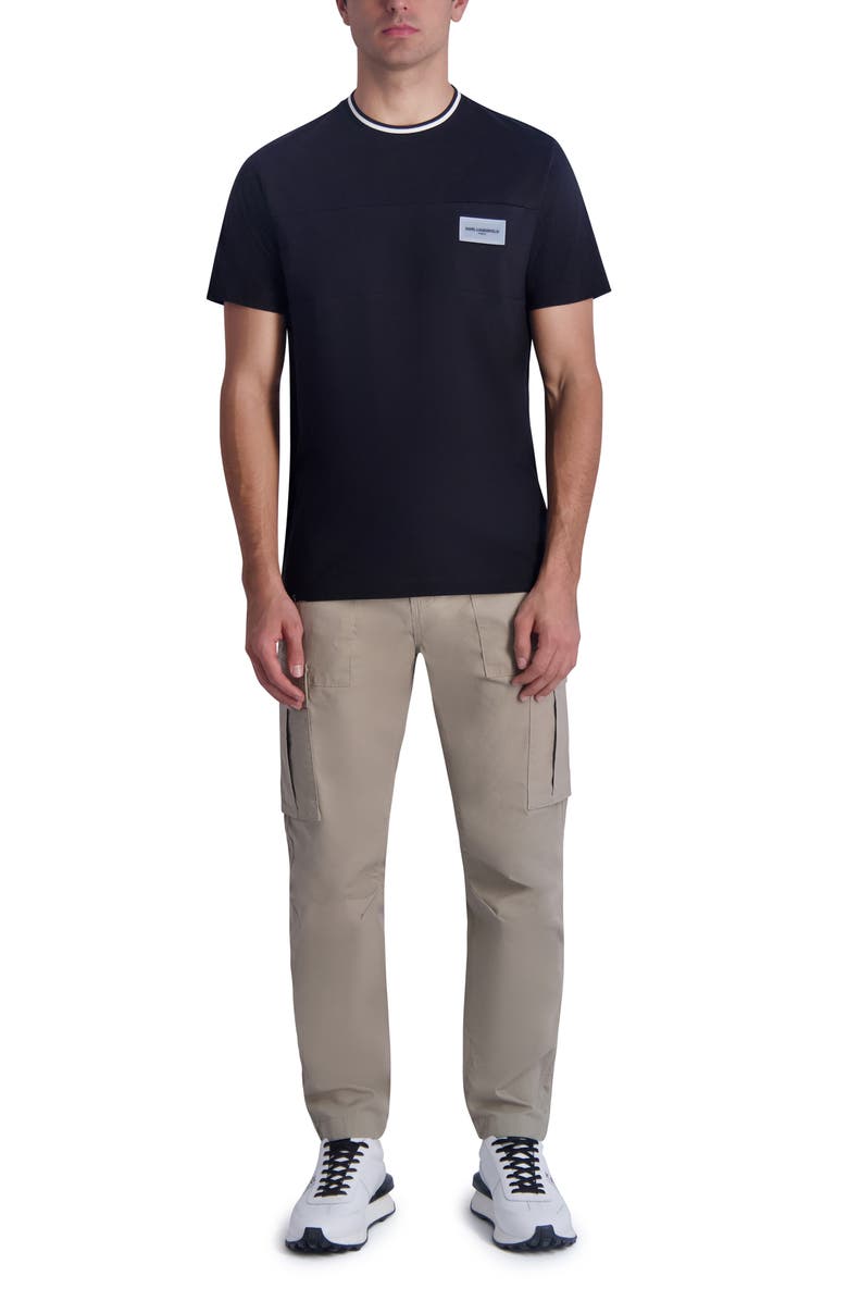 KARL LAGERFELD PARIS Contrast Crewneck Cotton T-Shirt, Alternate, color,