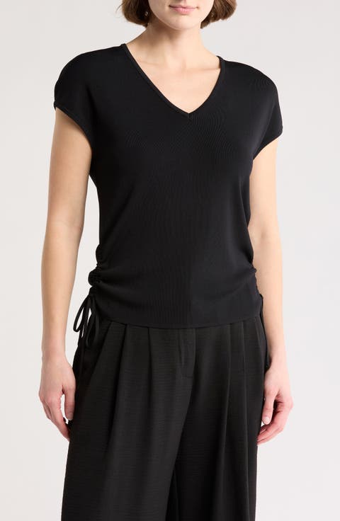 V-Neck Cap Sleeve Side Tie Top