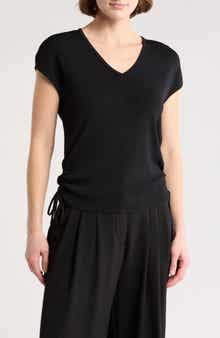 Adrianna Papell V-Neck Cap Sleeve Side Tie Top