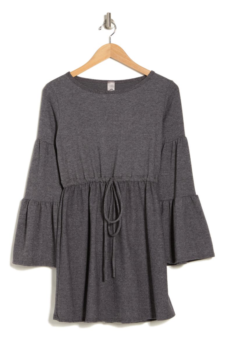 Boat Neck Bell Sleeve Minidress, Alternate, color, CHARCOAL