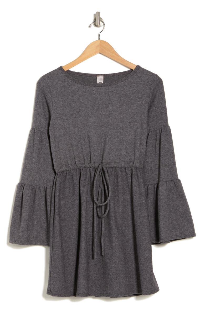 GO COUTURE Boat Neck Bell Sleeve Minidress, Alternate, color, Charcoal