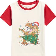 DENIM AND FLOWER Kids' Christmas Dinosaur Graphic T-Shirt