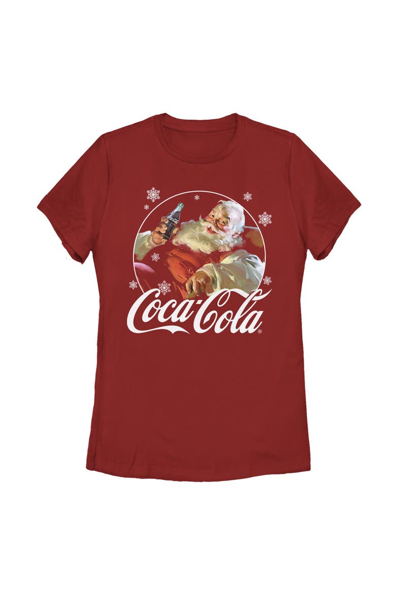 Women's Coca Cola Santa Snow Cola  Graphic T-Shirt, Main, color, Red