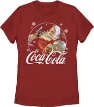 Coca Cola Women's Coca Cola Santa Snow Cola  Graphic T-Shirt