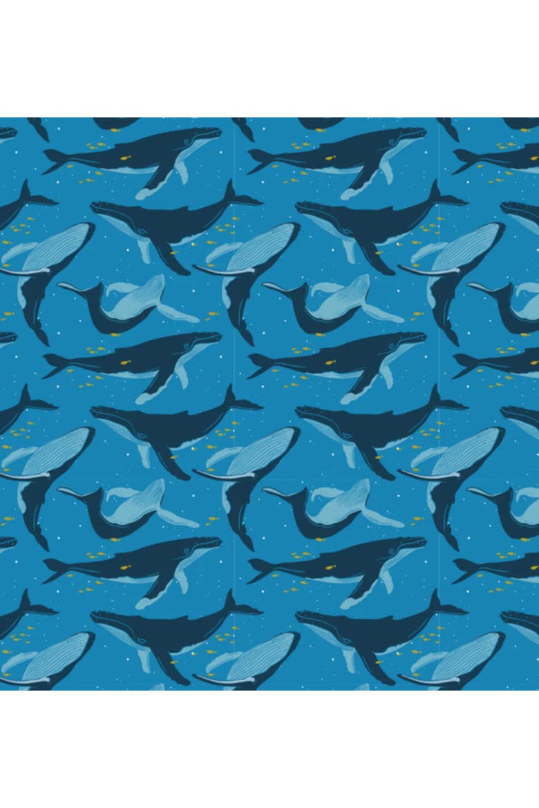 Set of 2 Large Reusable Cloth Furoshiki Gift Wrap | Whales & Waves, Alternate, color, Whales & Waves