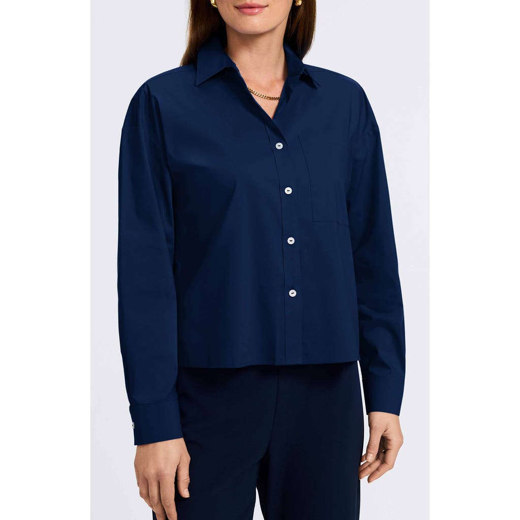 Foxcroft Marina Button-up Shirt In Blue