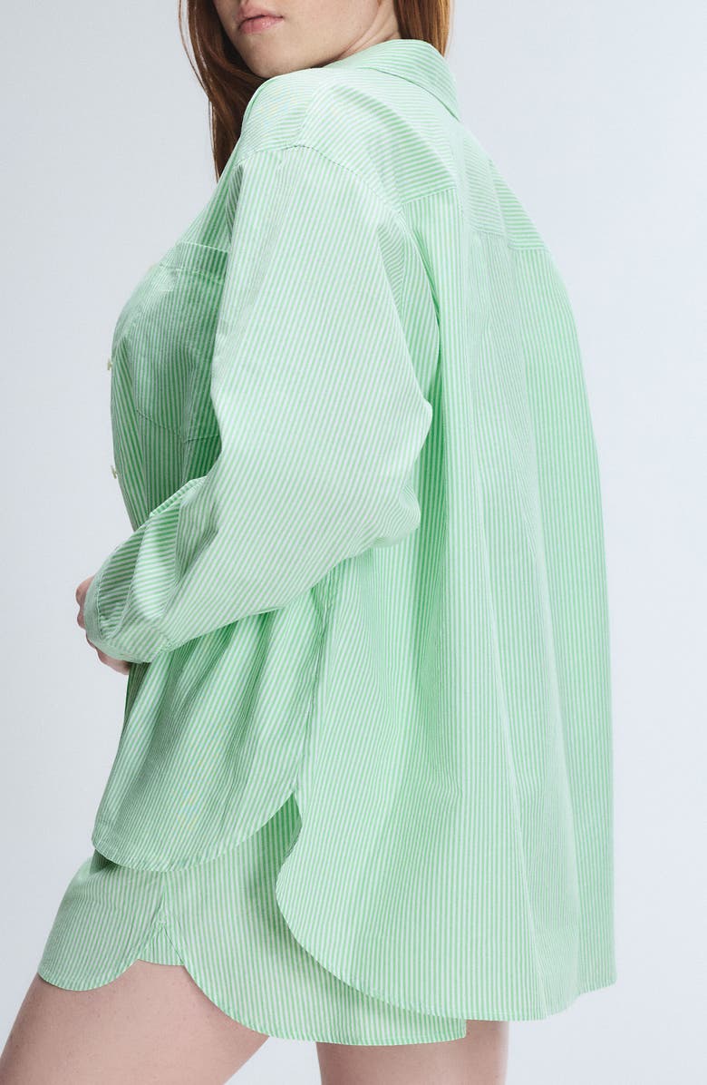 SAVAGE X FENTY Kickback Casuals Pajama Button-Up Shirt, Alternate, color, Green Lotus Line By Line