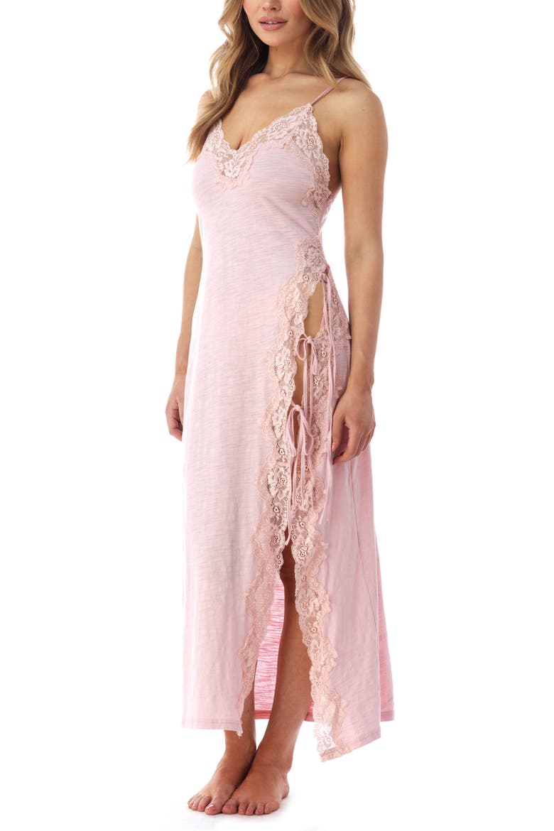 Textured Cotton Nightgown, Alternate, color, PINK
