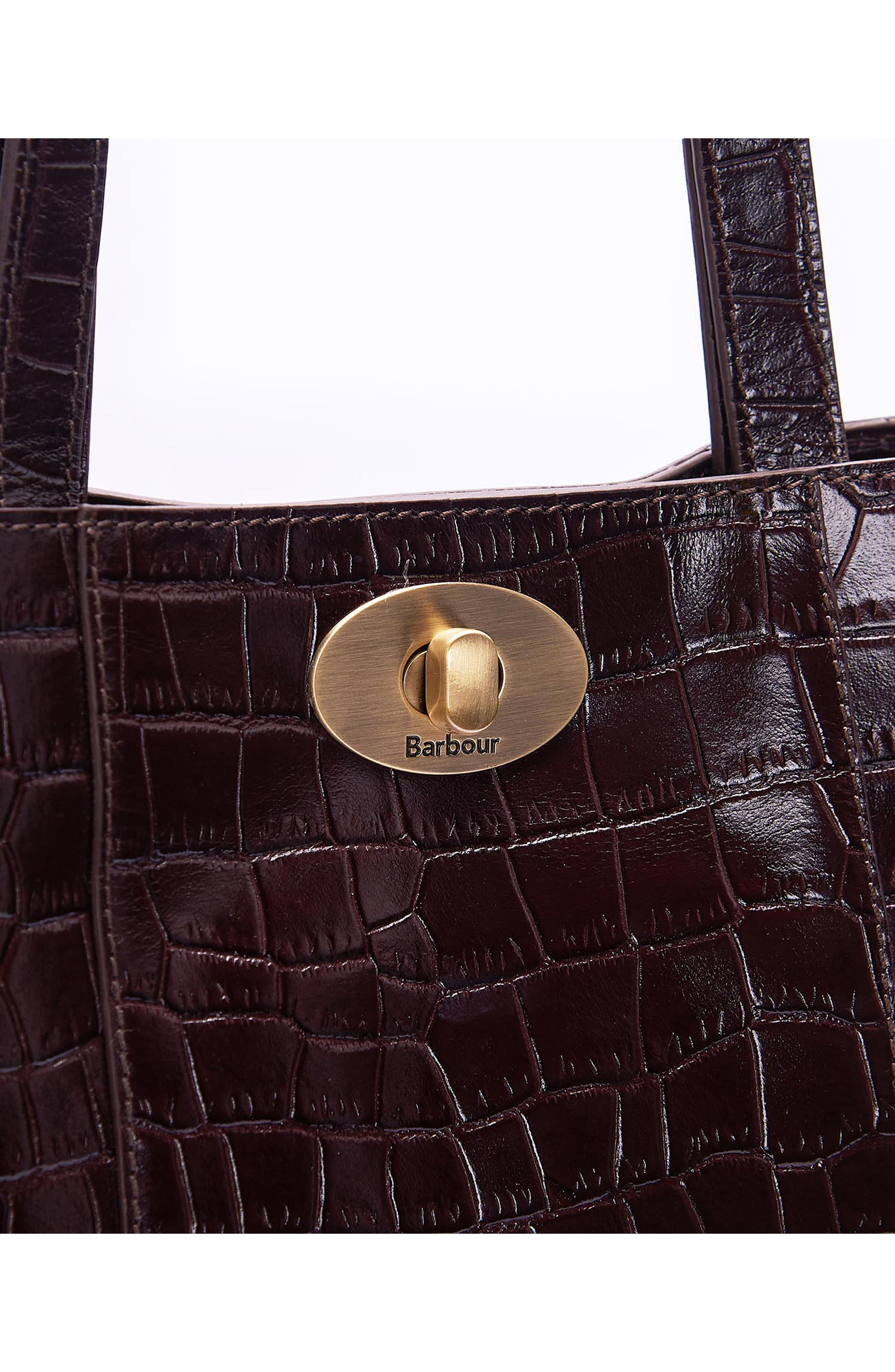 Barbour Eilein Croc Embossed Leather Tote, Alternate, color, 