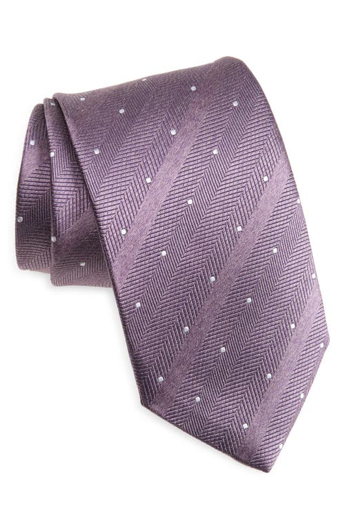 David Donahue Stripe & Dot Silk Tie In Pink