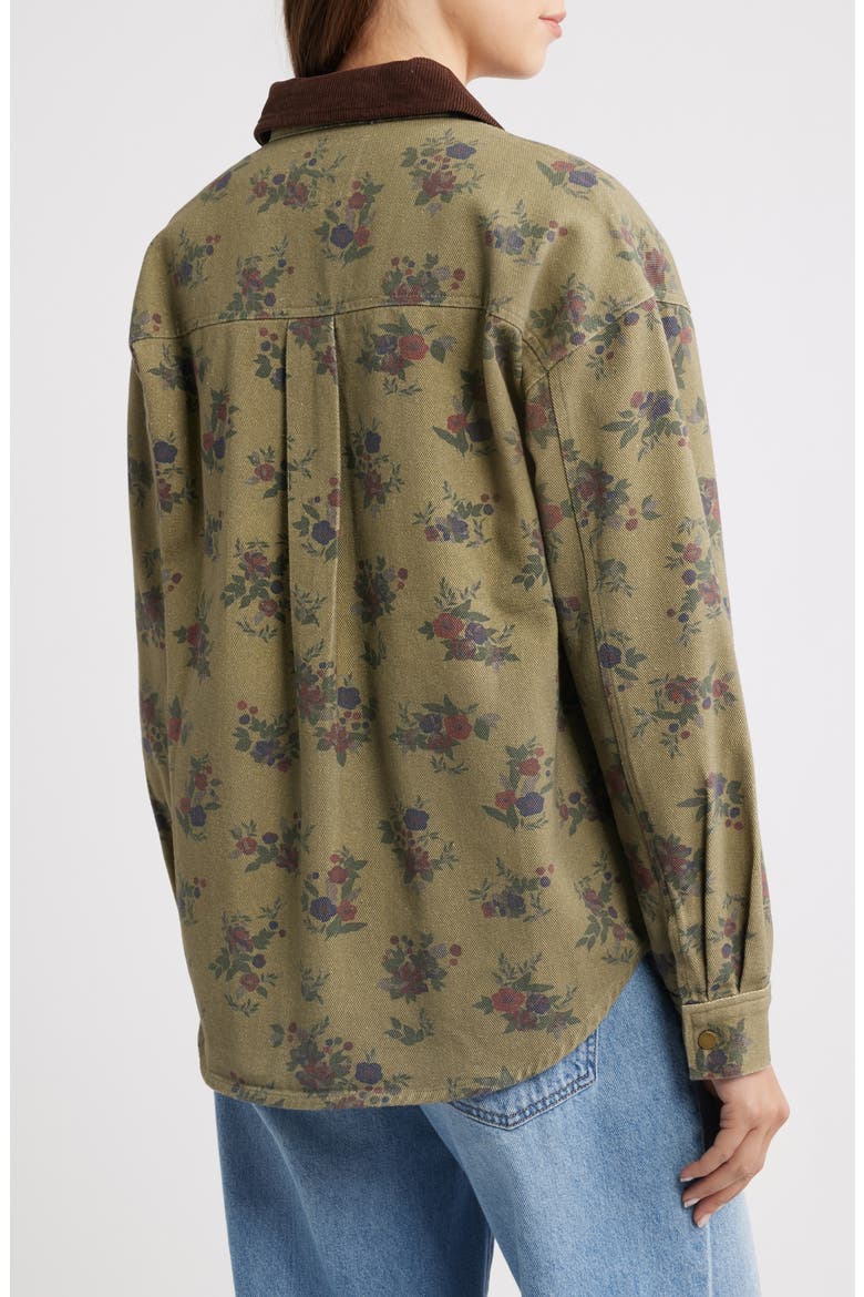 Leopard Print Cotton Denim Shacket, Alternate, color, FOREST MULTI