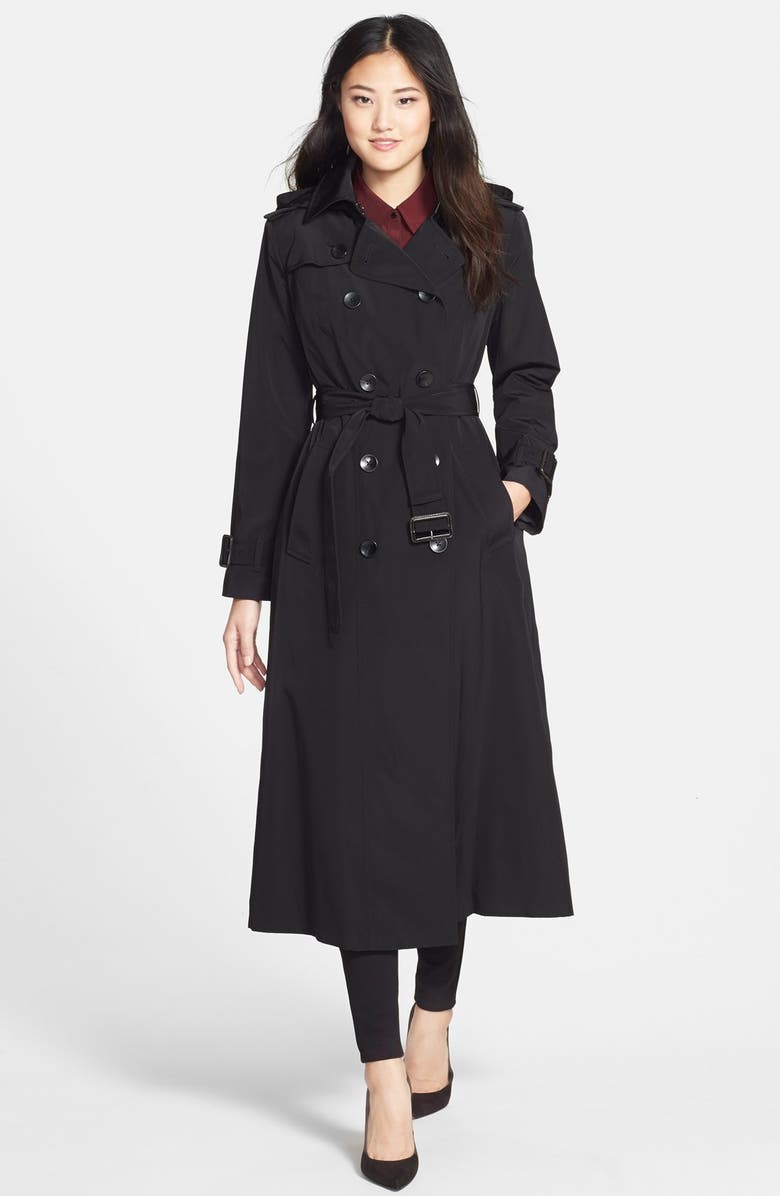 London Fog Long Trench Coat with Removable Hood, Main, color, 