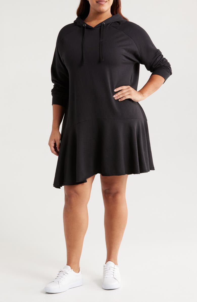 Caslon<sup>®</sup> Long Sleeve Flounce Hem Hoodie Dress, Main, color, 