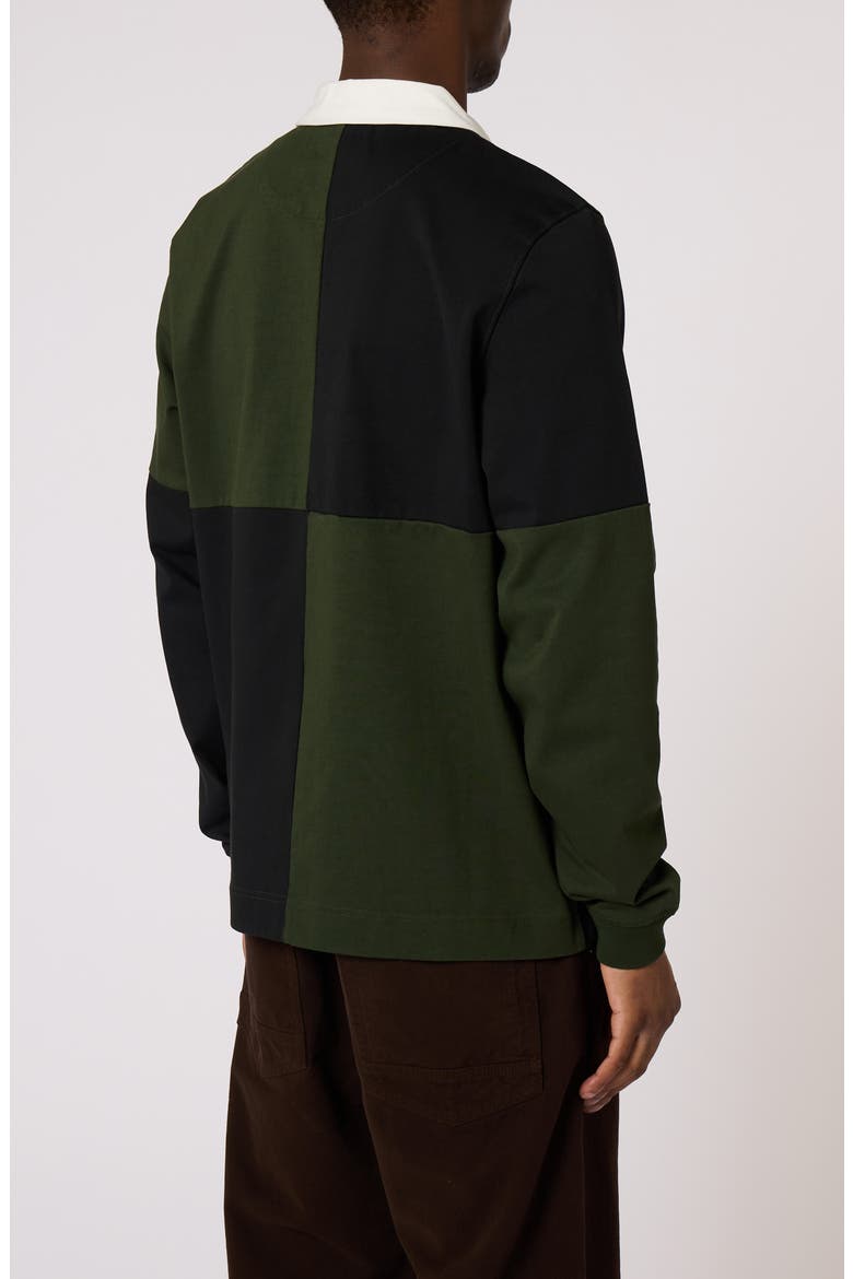 Colorblock Long Sleeve Polo, Alternate, color, BLACK