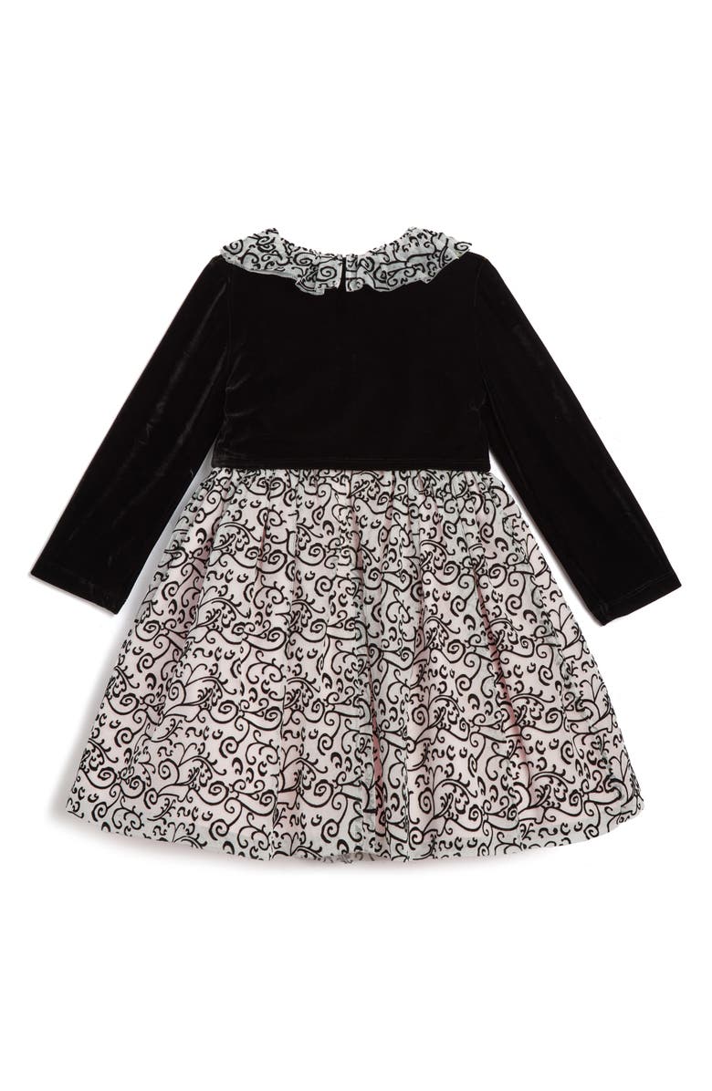 Pippa & Julie Kids' Flocked Mesh Dress & Shrug Set, Alternate, color, Pink/ Black