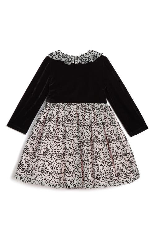Pippa & Julie Kids' Flocked Mesh Dress & Shrug Set In Black