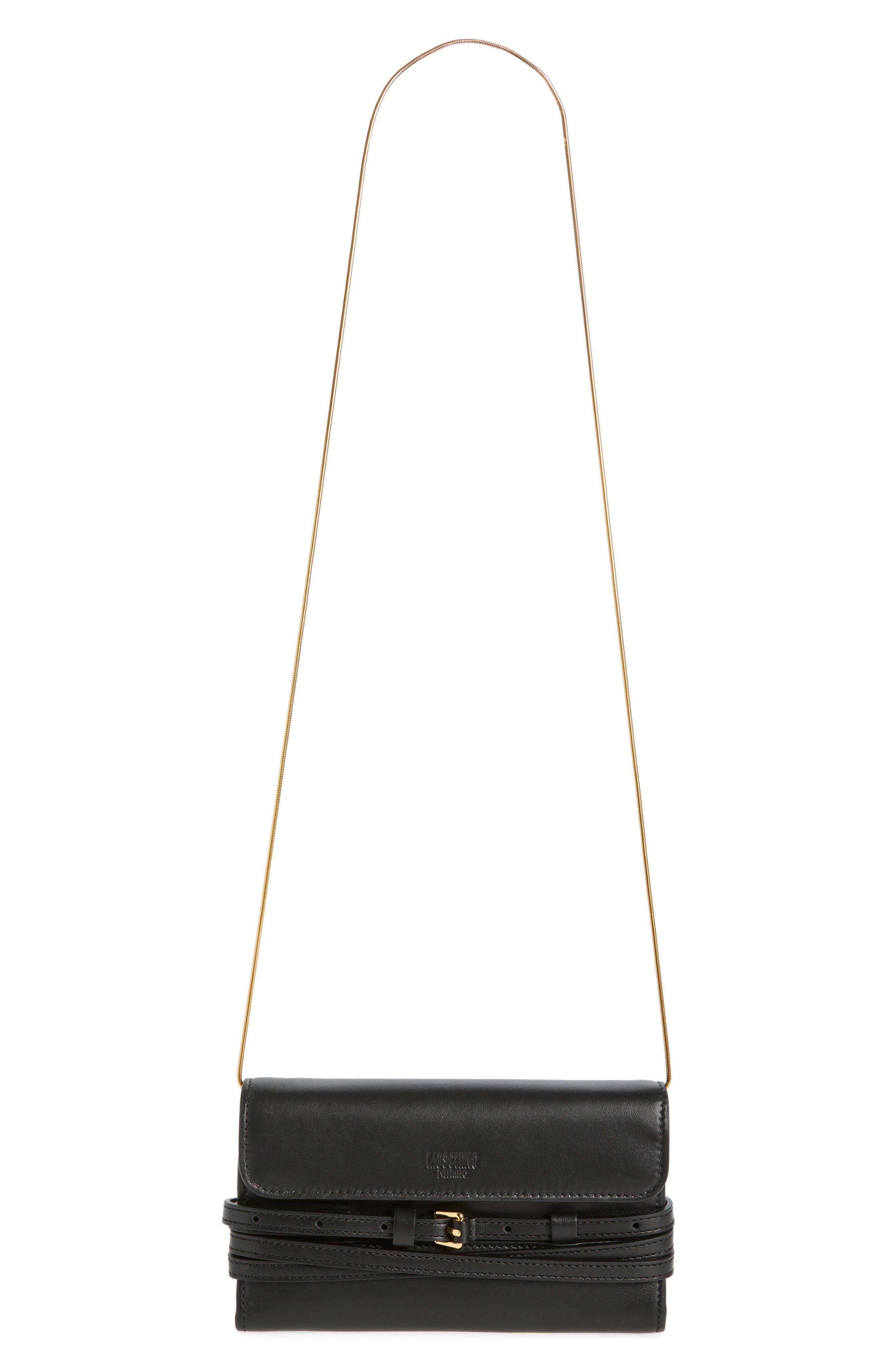 Soft Leather Wallet on a Chain, Alternate, color, BLACK