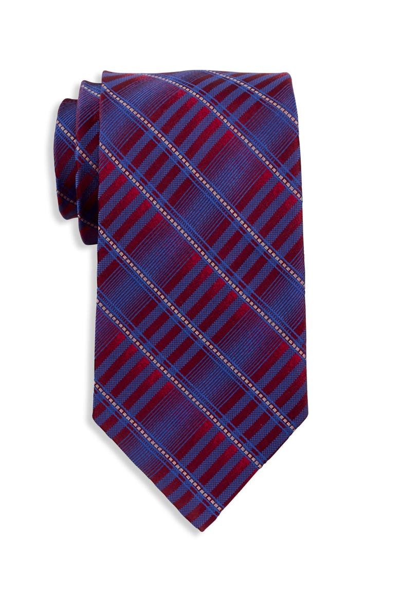 Big & Tall Plaid Ombré Tie, Main, color, BURGUNDY