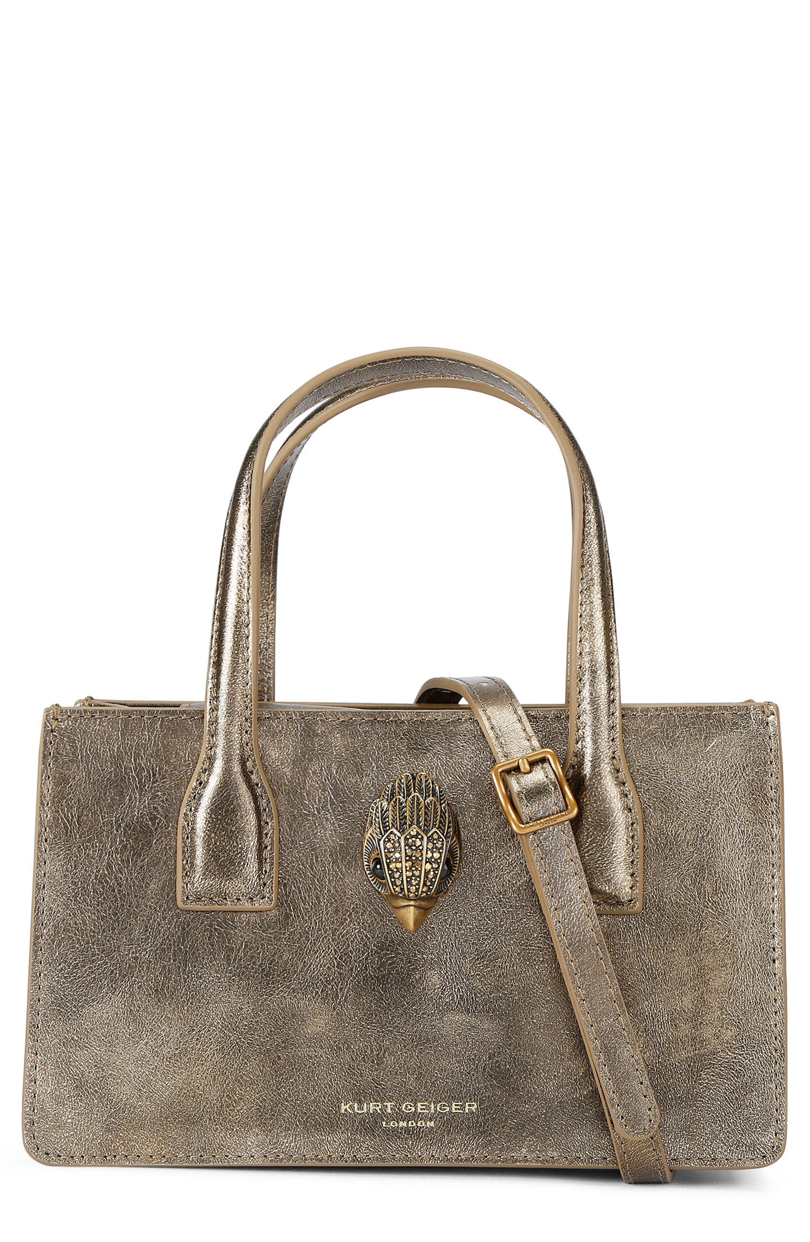 Kurt Geiger London Mini Bond Textured Metallic Leather Tote, Main, color, 