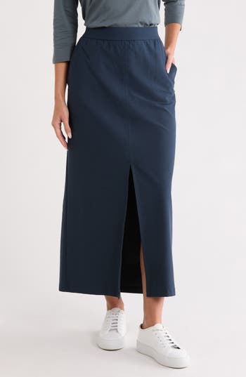 Eileen Fisher Front Slit Maxi Skirt In Blue