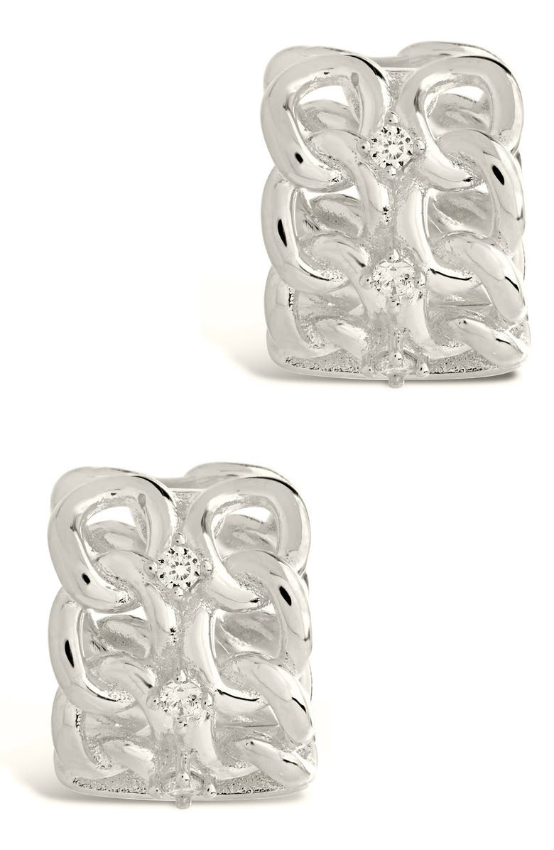 Sterling Forever Carleene CZ Huggie Hoop Earrings, Alternate, color, Silver