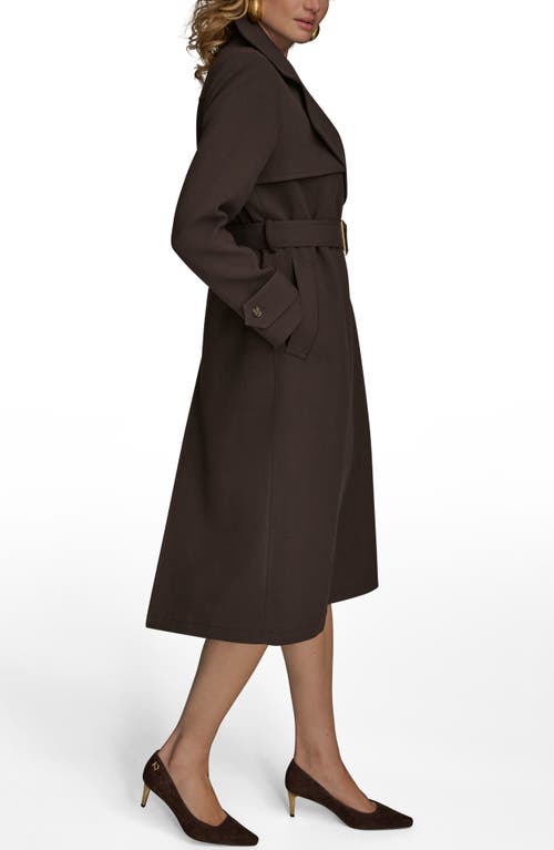 Donna Karan New York Belted Long Raincoat In Brown