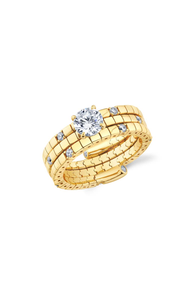 Pure Flex Solitaire Cubic Zirconia Ring, Main, color, 18KT YELLOW GOLD / CLEAR STONE