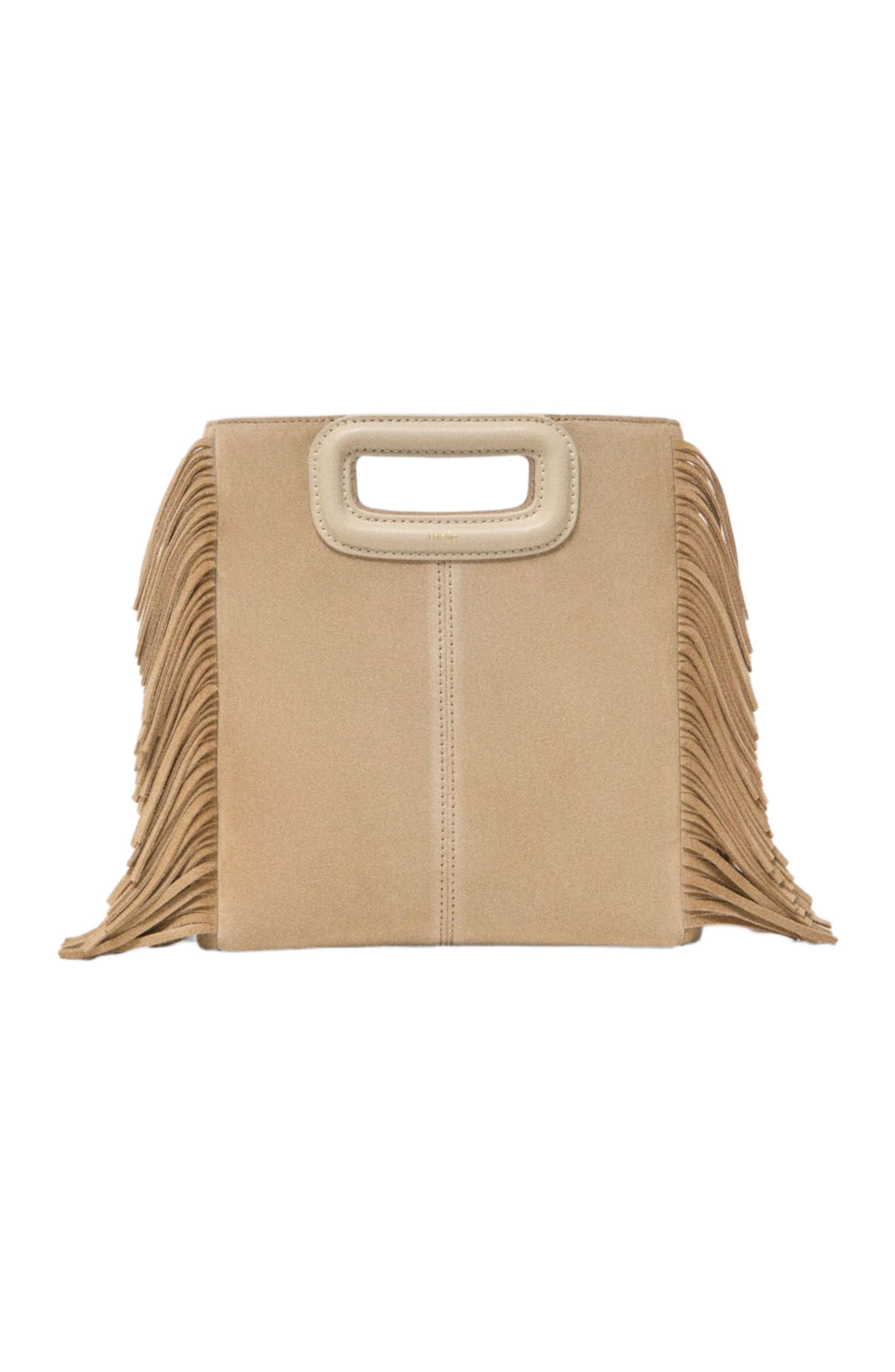 maje Suede leather M bag, Main, color, Cappucino