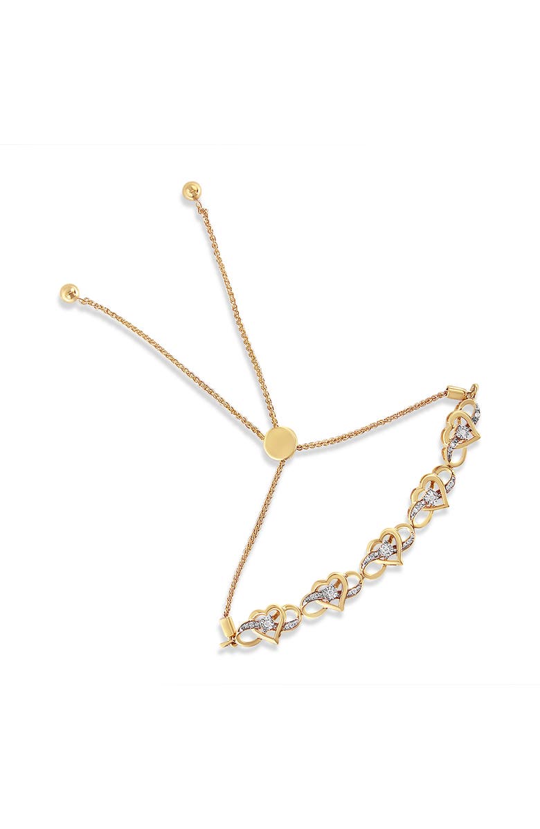 Haus of Brilliance 14K Yellow Gold Plated Silver 1/10 Cttw Diamond Infinity Heart Shaped Bolo Bracelet, Main, color, Yellow