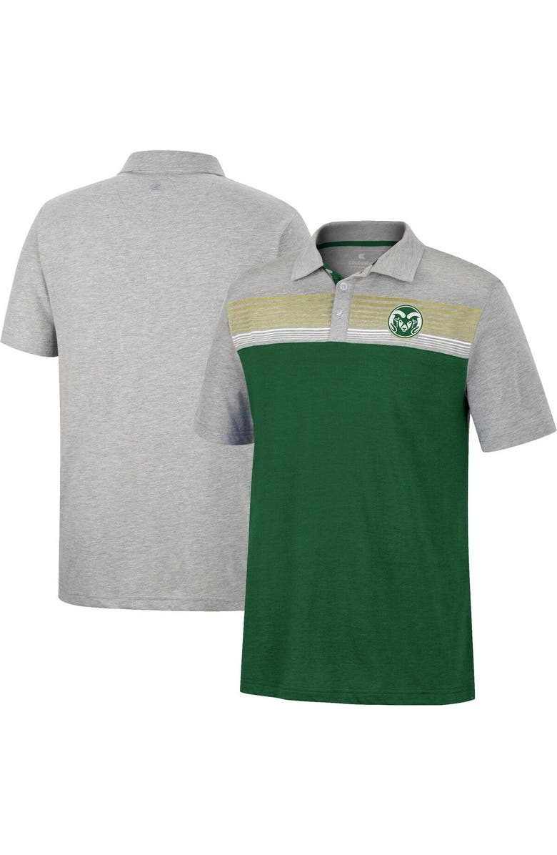 COLOSSEUM Men's Colosseum Green/Heathered Gray Colorado State Rams Caddie Polo, Alternate, color, Green