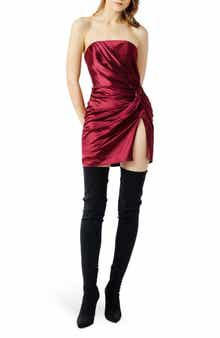 SAU LEE Hester Strapless Satin Minidress