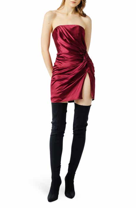 SAU LEE Hester Strapless Satin Minidress