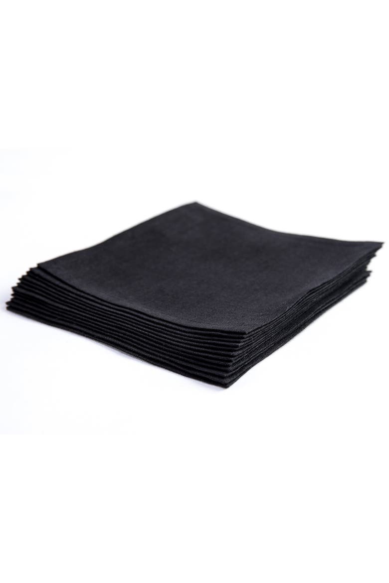 Linen Cocktail Napkins Set of 12, 6 x 6" - Fete, Alternate, color, Black