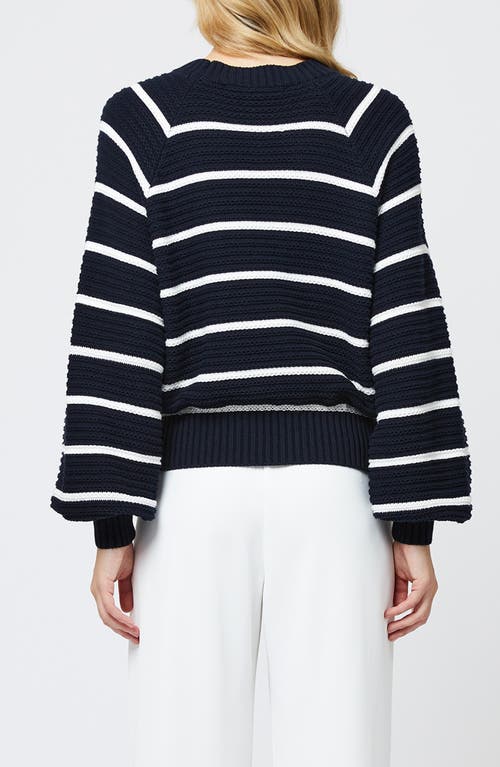French Connection Lily Mozart Stripe Sweater In Navy Summer White