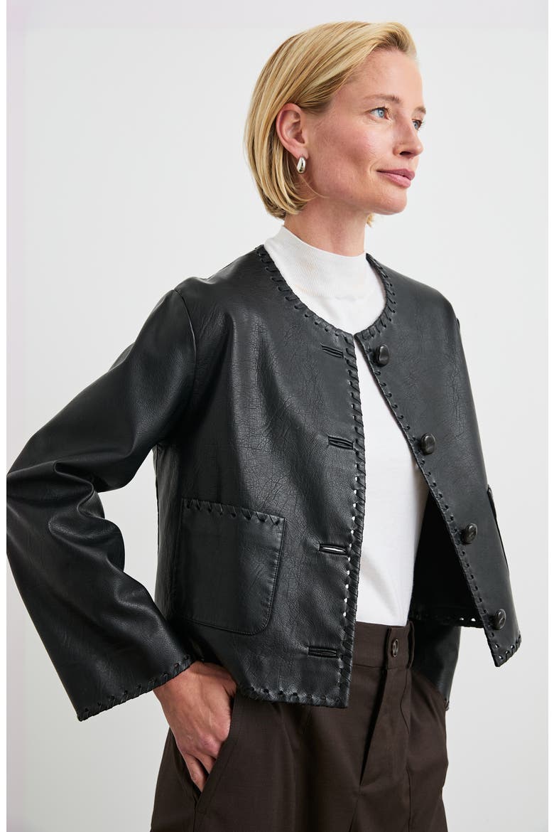 Nevina Faux Leather Jacket, Alternate, color, BLACK