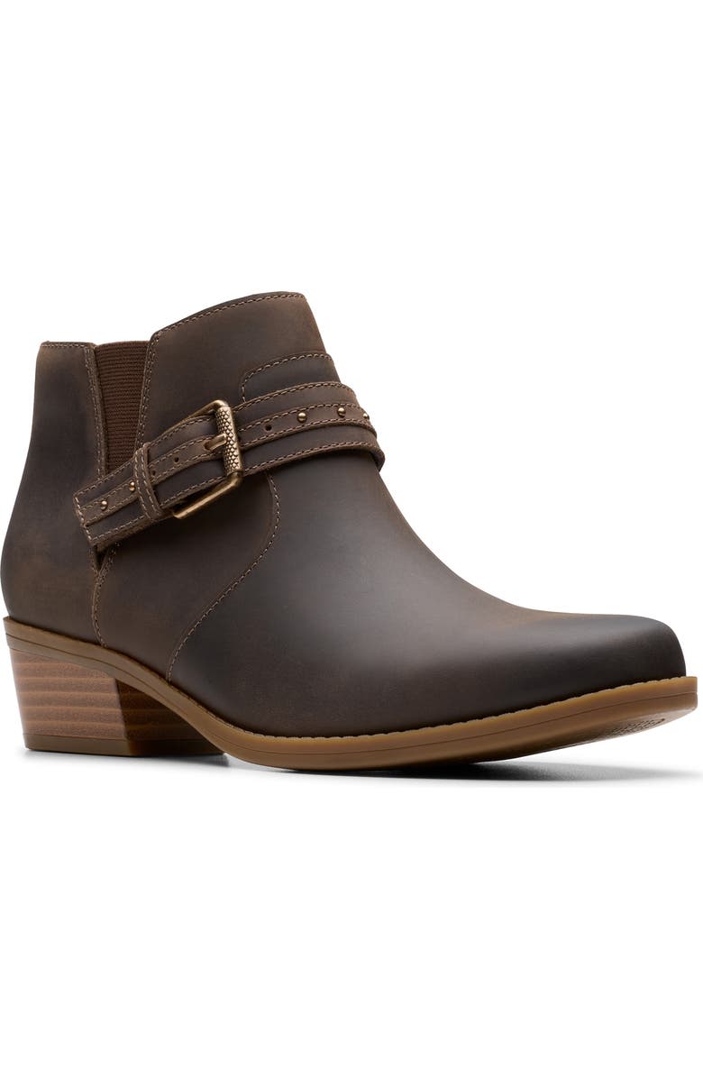 Clarks<sup>®</sup> Danyelle Wish Ankle Bootie - Wide Width Available, Main, color, Taupe Oily Leather