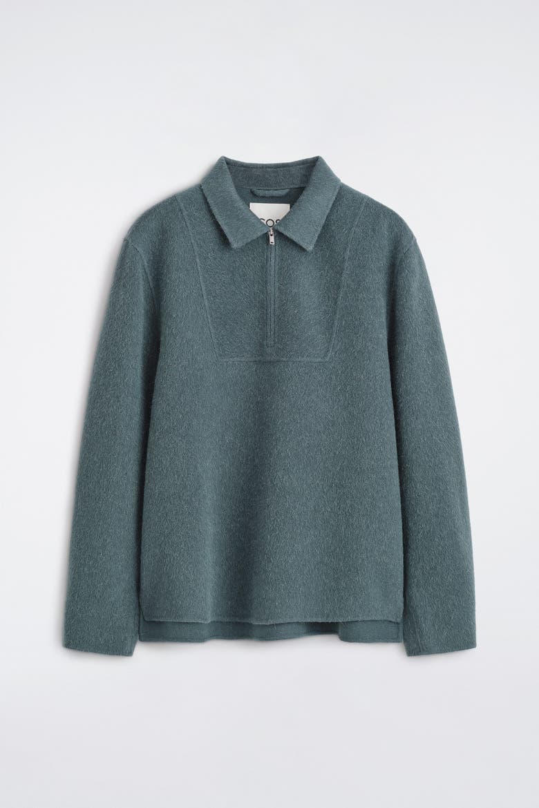Double-Faced Wool-Blend Zip-Up Overshirt, Main, color, DARK TURQUOISE