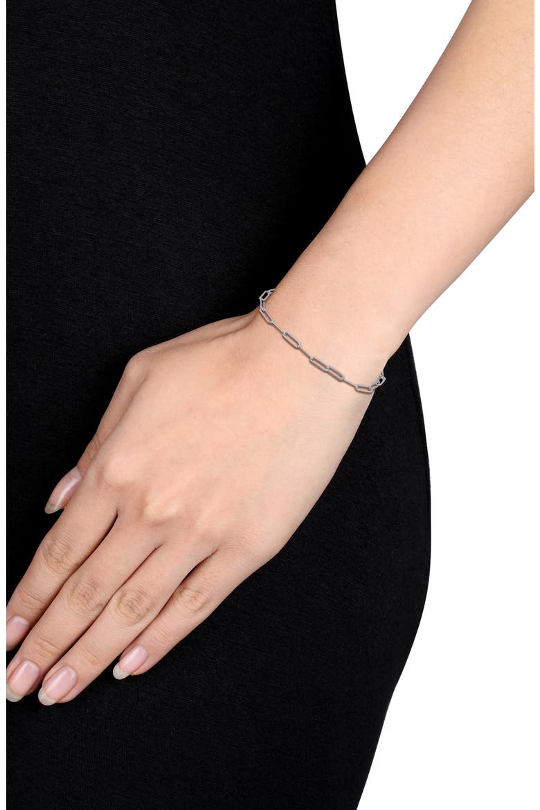 Polished Paper Clip Chain Bracelet, 3.5mm, Alternate, color, SILVER