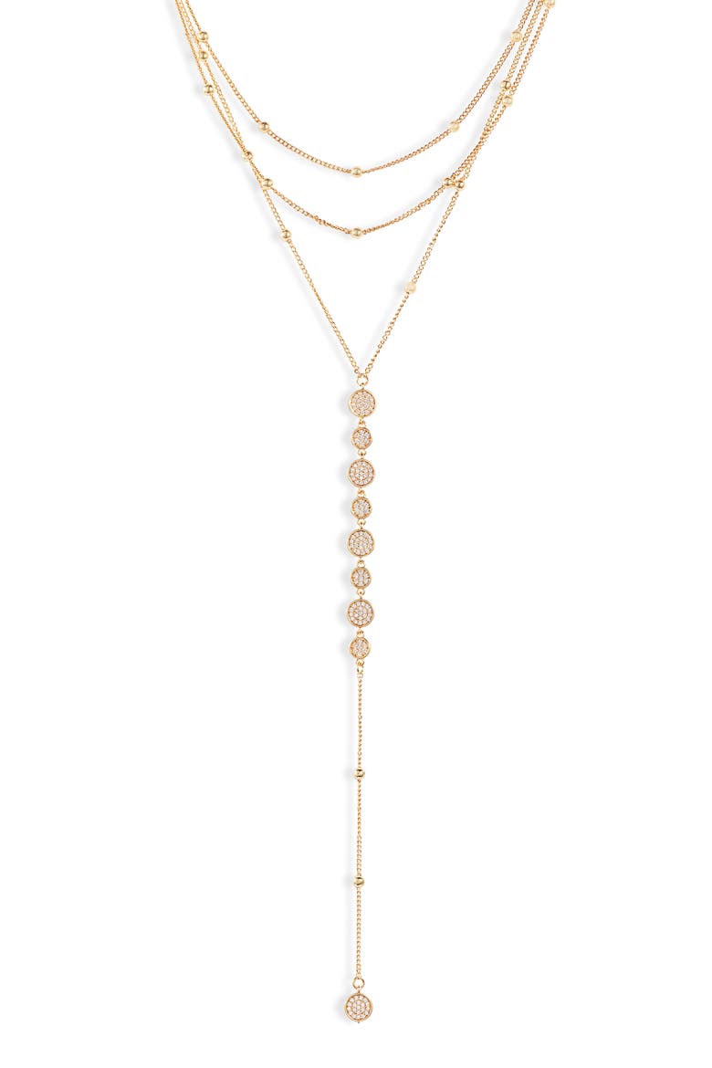 Triple Layer Y-Necklace, Alternate, color, GOLD