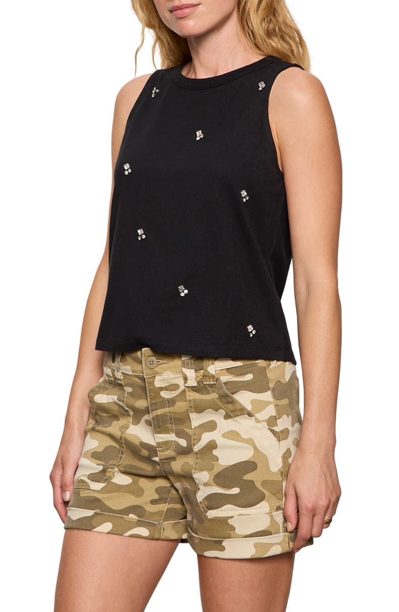 Sanctuary Campari Embellished Organic Cotton Tank, Alternate, color, Black